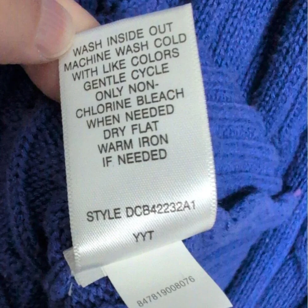 Croft & Barrow Cable Knit Sweater Womens Size Large Purple 100% Cotton Full Zip